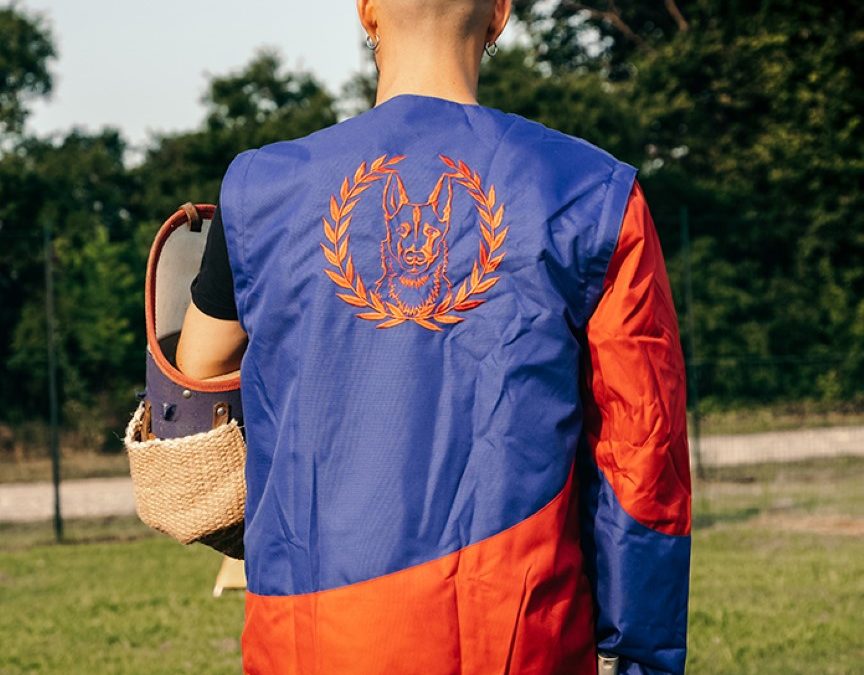 Giubbotto salopette invernale blu-rosso